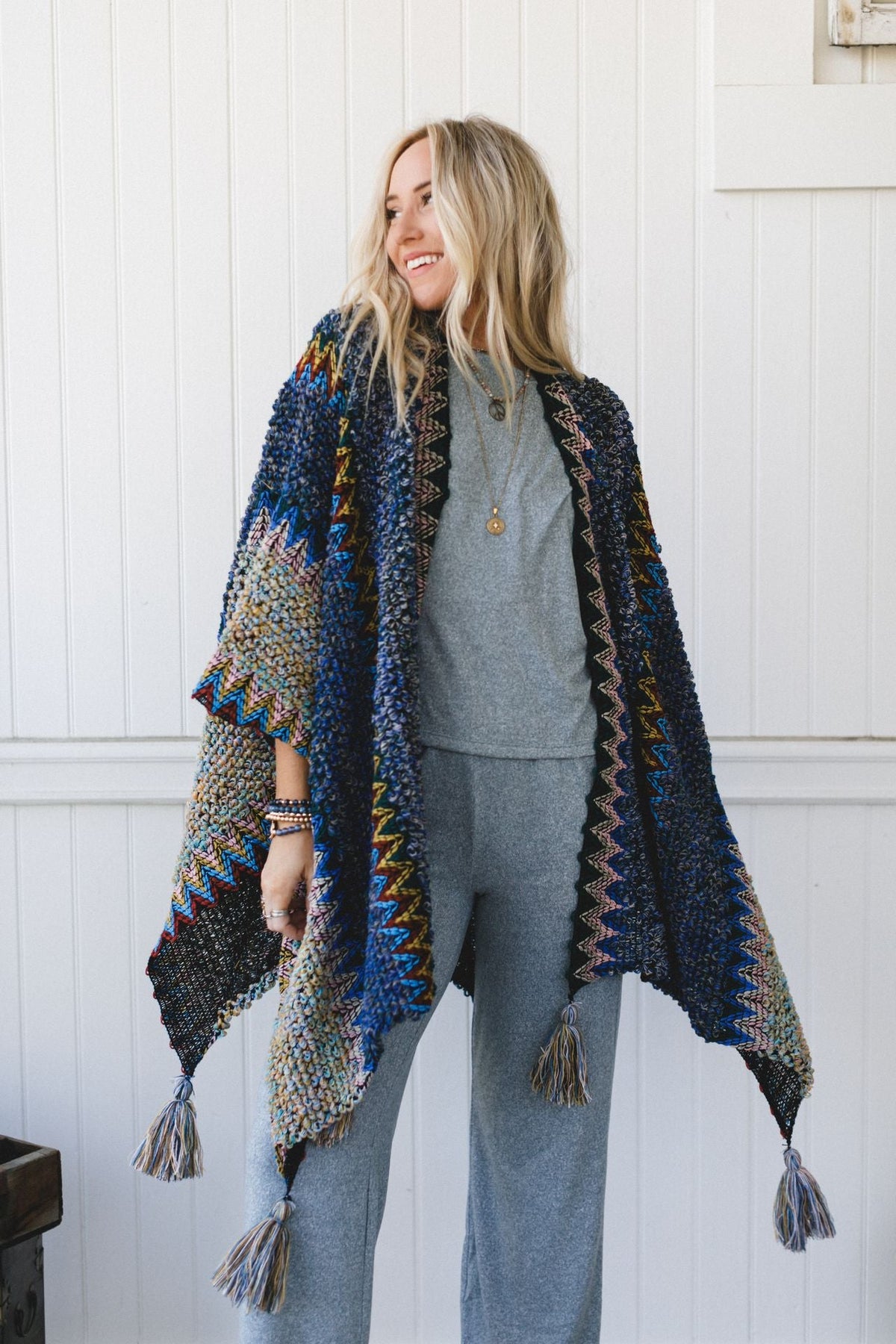Desert Dreams Crochet Ruana - Cobalt - Pre Order