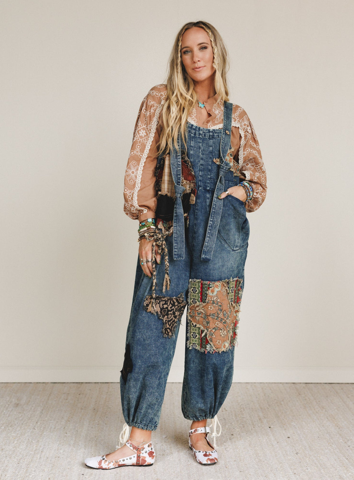 Cottage Cool Patchwork Overalls - Denim