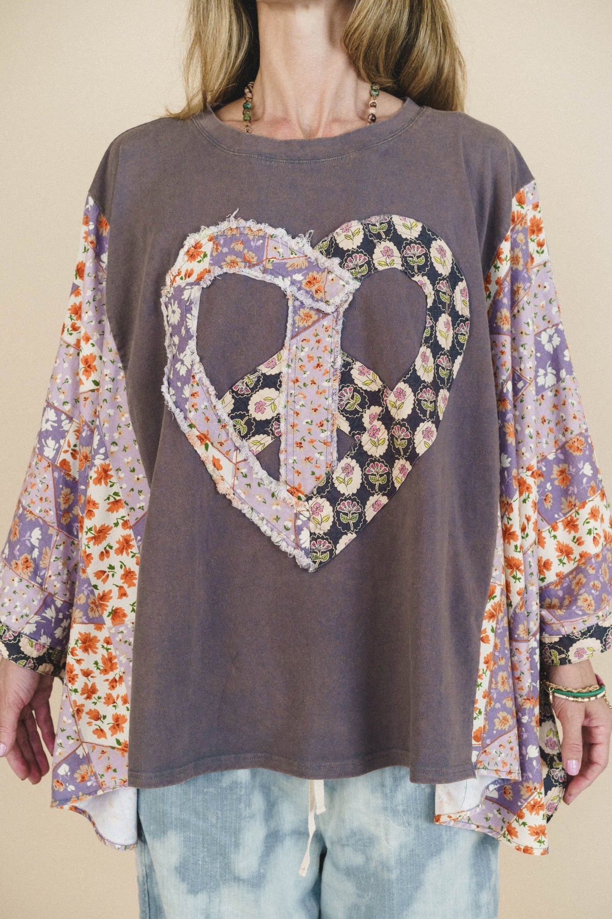 Floral Love Poncho - Slate