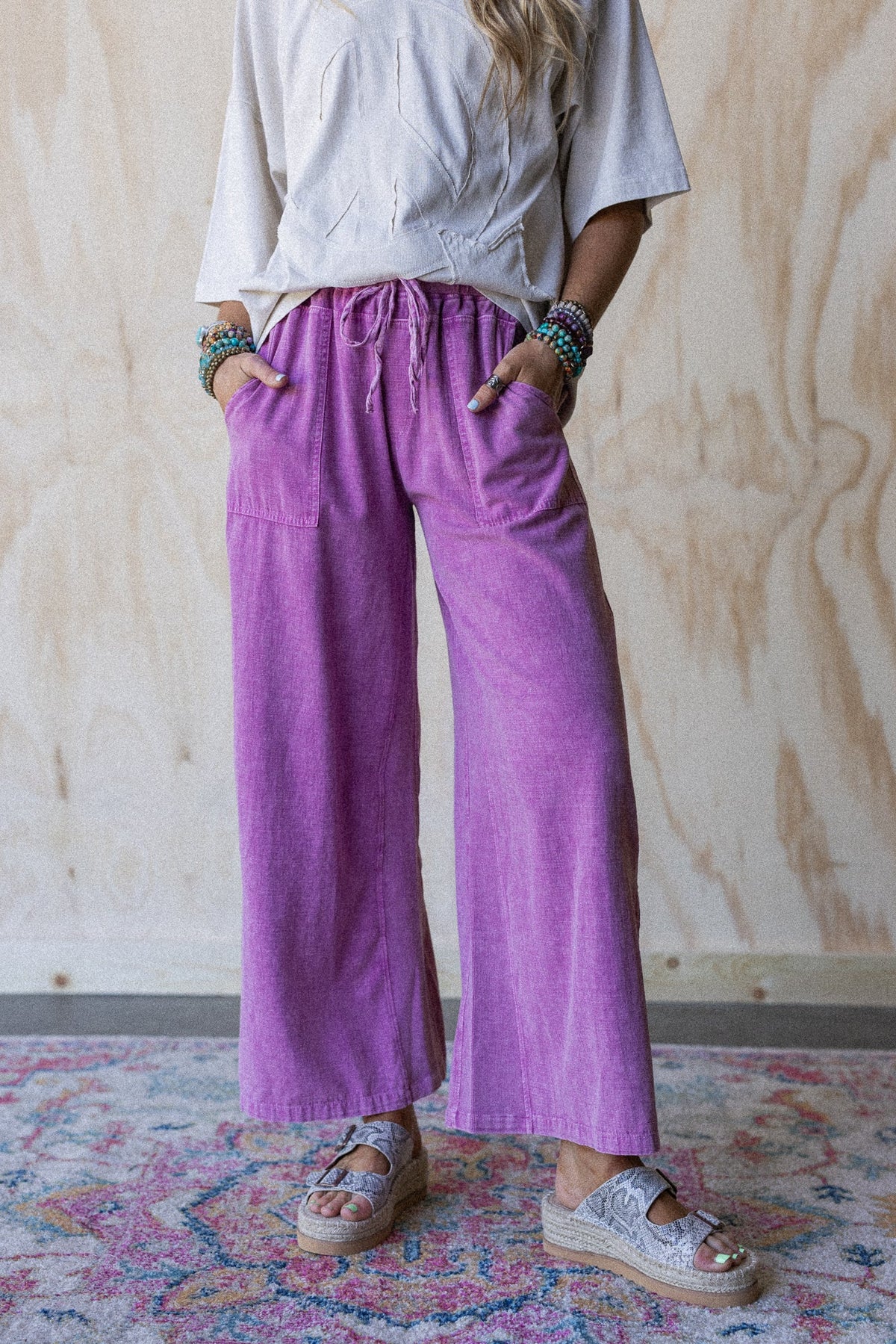 Dream Awake Wide Leg Pants - Pink - Pre Order
