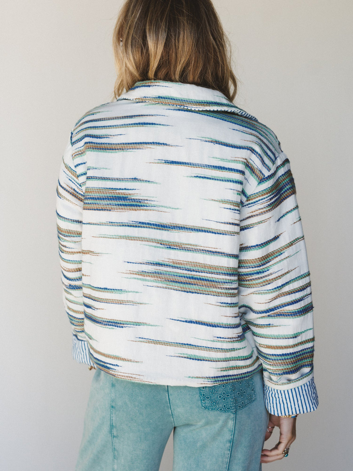 Cool Lines Jacket - Ivory Blue Green