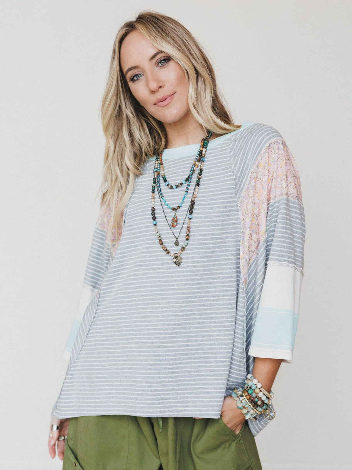 Britt Patchwork Top - Heather Gray - Pre Order