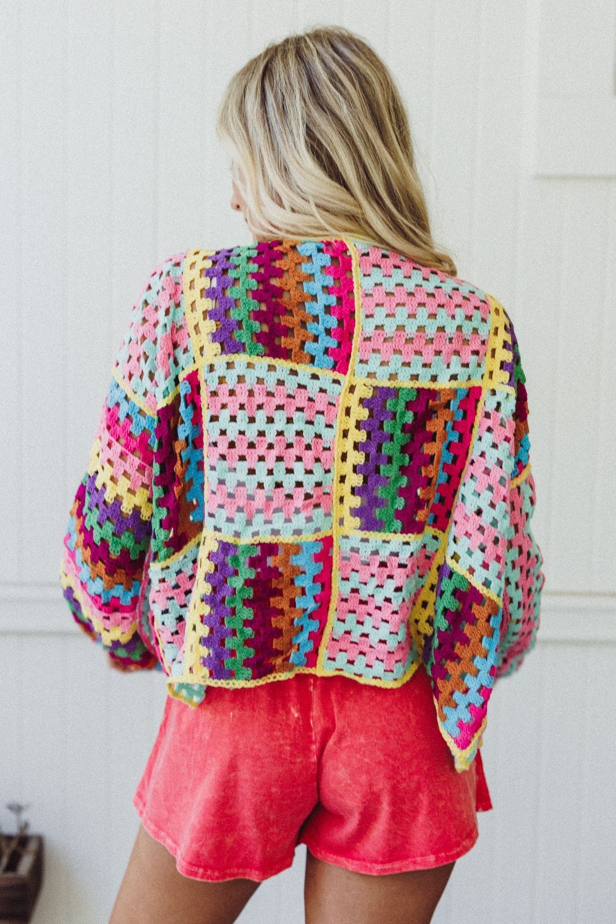 Colorwaves Crochet Cardigan - Pink