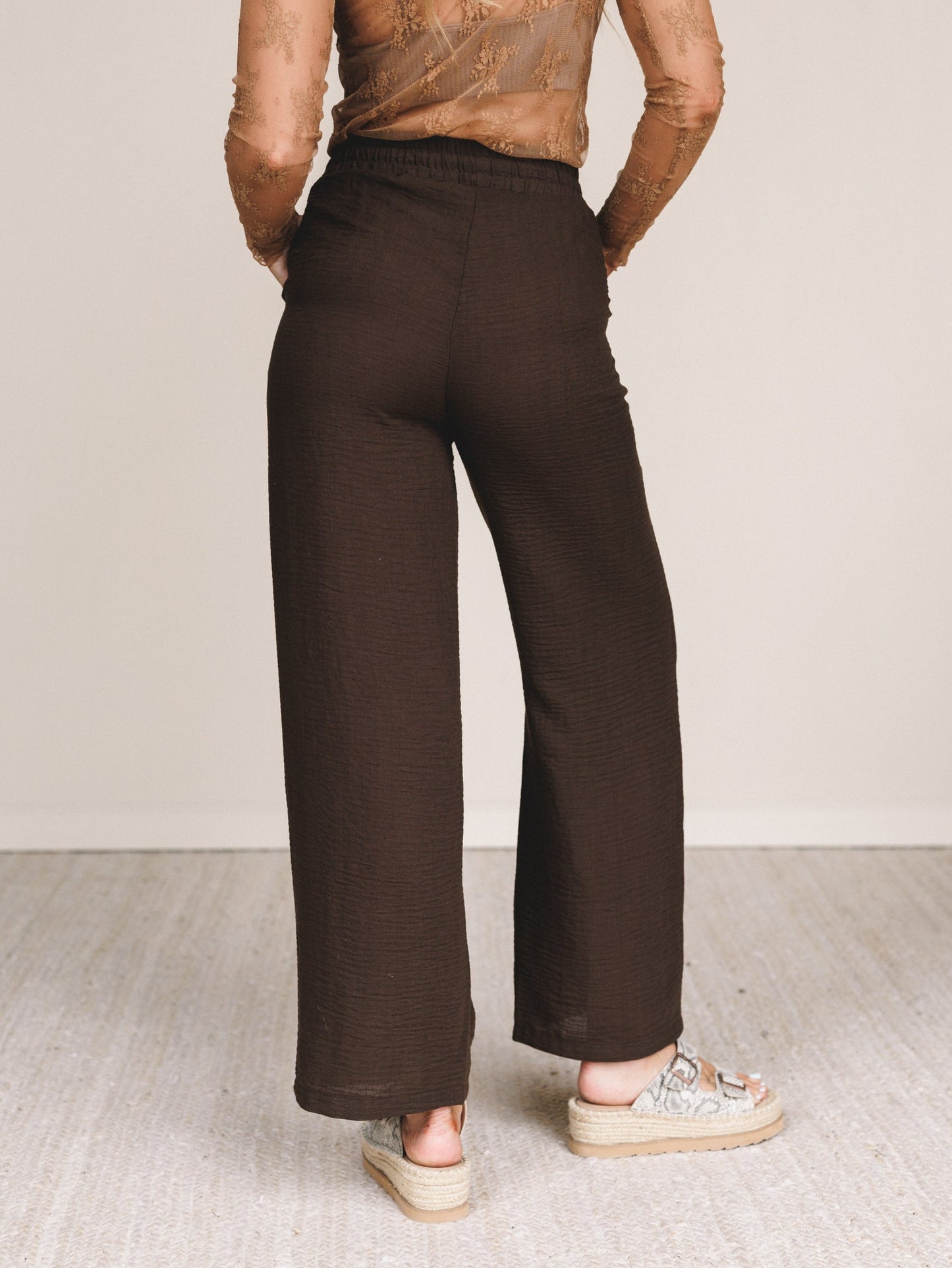 Easy Flow Wide Leg Pant - Brown