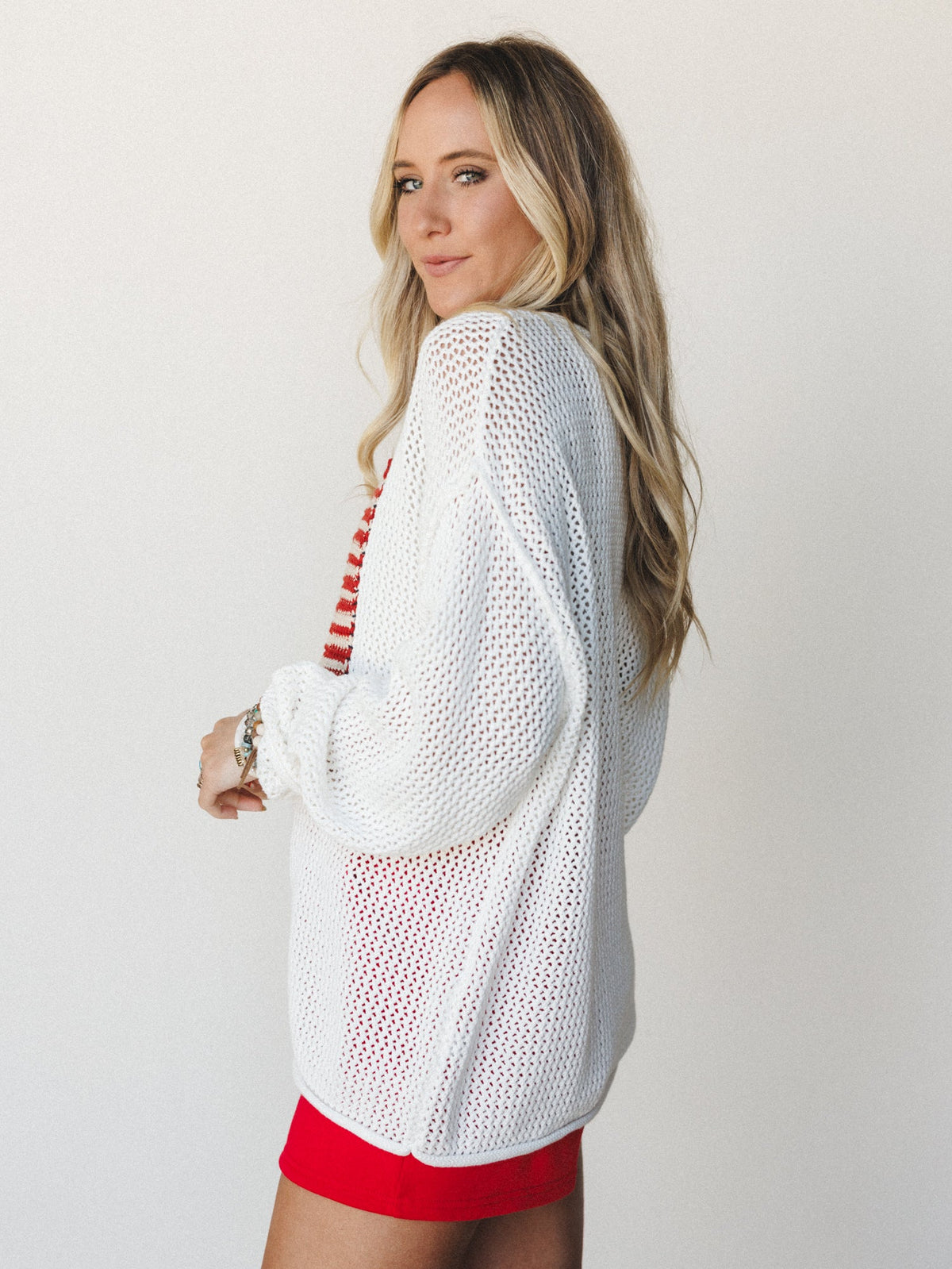 Americana Open Knit Sweater - Ivory
