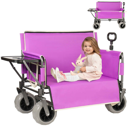 3-in-1 Collapsible Wagon with Bench & Folding Tabletop — 500 lb, 180L