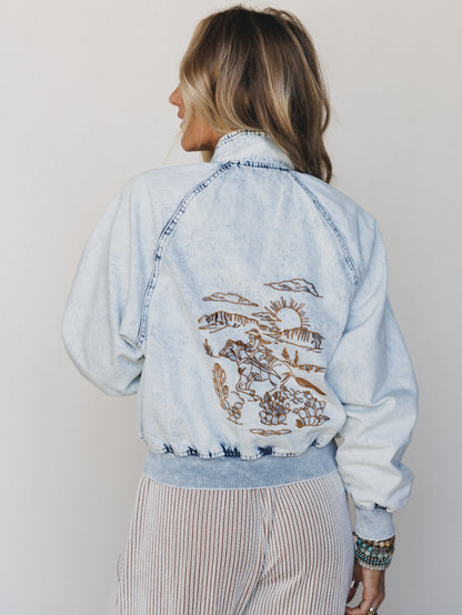 Beauty of the West Embroidered Jacket - Light Wash