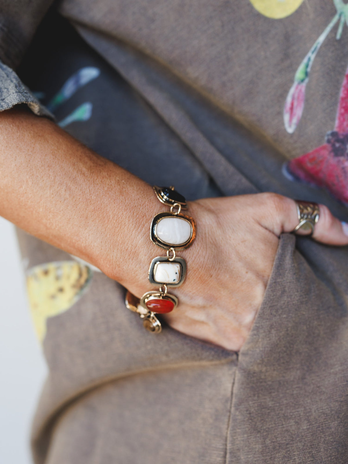 Honey Stone Bracelet - Brown Multi