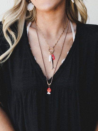 Ember Drop Layered Necklace - Red