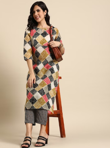 Bandhani Printed Regular Kurta with Trousers