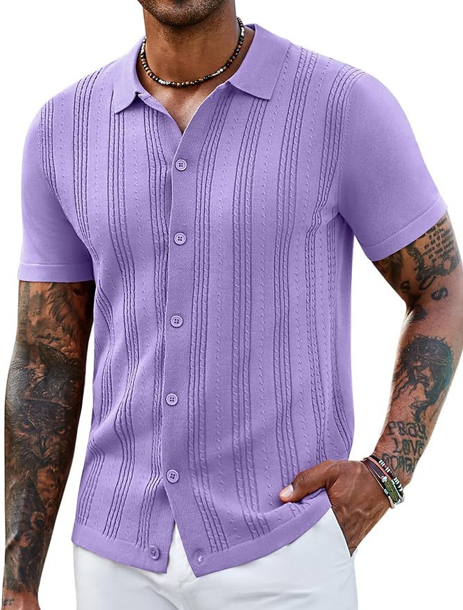Men's Striped Hollow-Knit Slim Fit Sweater