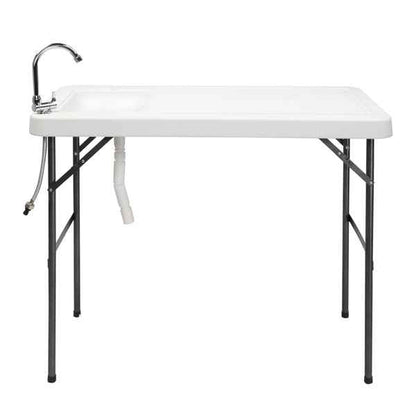Folding Fish Fillet Table with Built-In Sink & Faucet | Portable Outdoor Cleaning Station