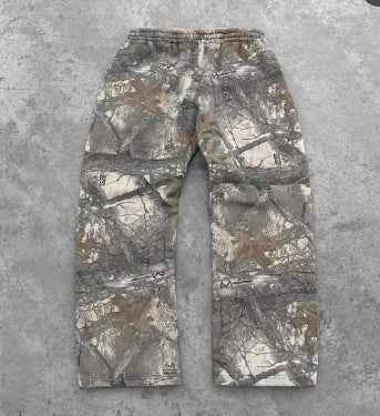 Men's Leaf Camo 3D Print Casual Pants – Straight-Leg Drawstring Trousers