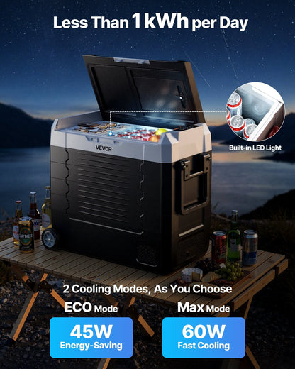 12V Portable Car Fridge Freezer 58QT | Dual Zone, Wheels & App Control