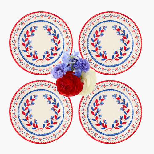 Blue & Red Josephine Starter Plate (Set of 4)