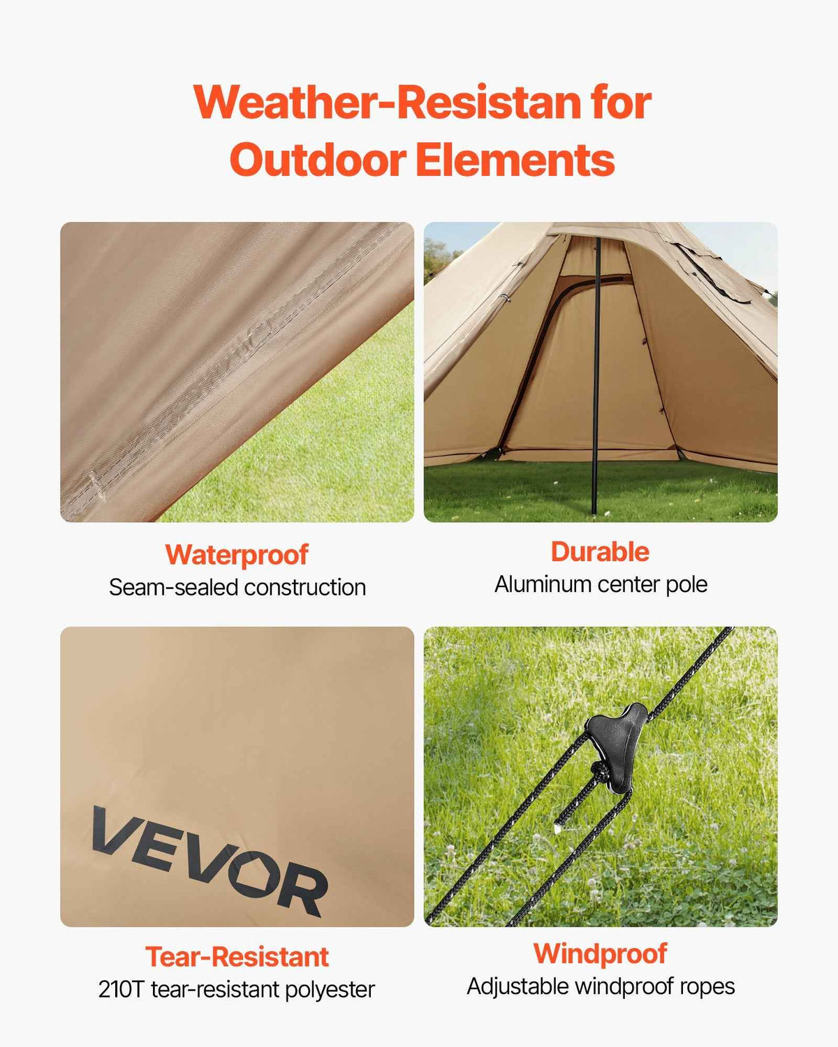 2-Person Hot Tent with Stove Jack | 4-Season Waterproof Tipi Camping Tent