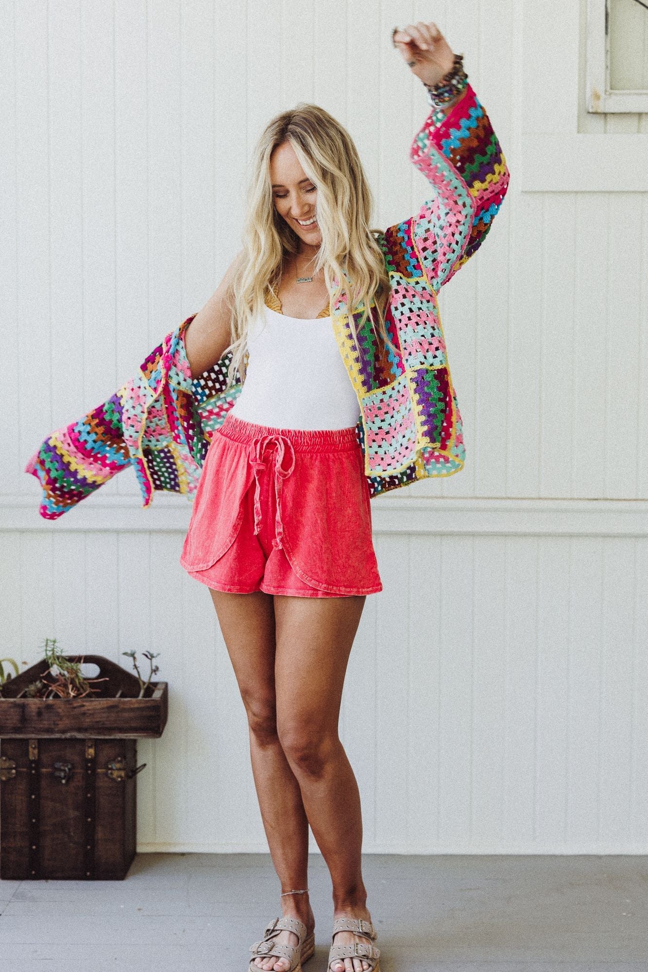 Colorwaves Crochet Cardigan - Pink