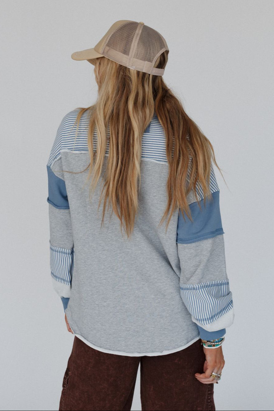 Harmony Haze Henley Top - Heather Gray