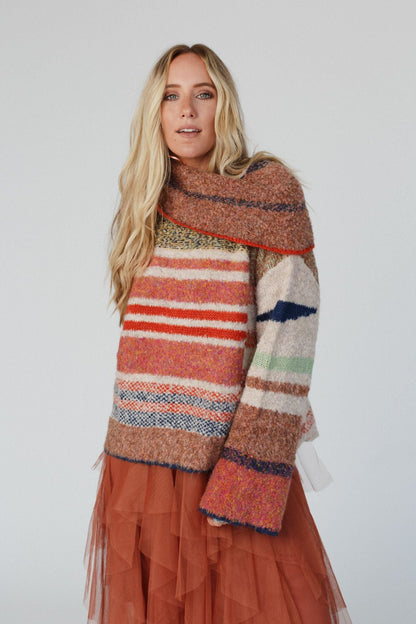 Got To Be Me Striped Sweater - Rust