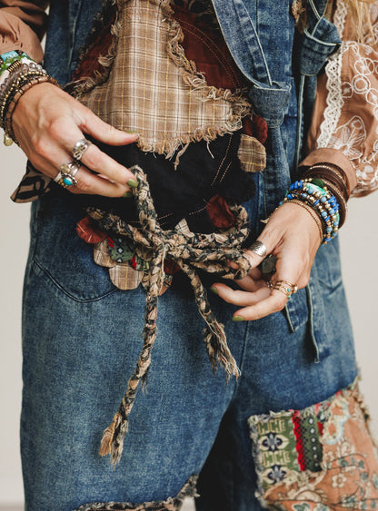 Cottage Cool Patchwork Overalls - Denim