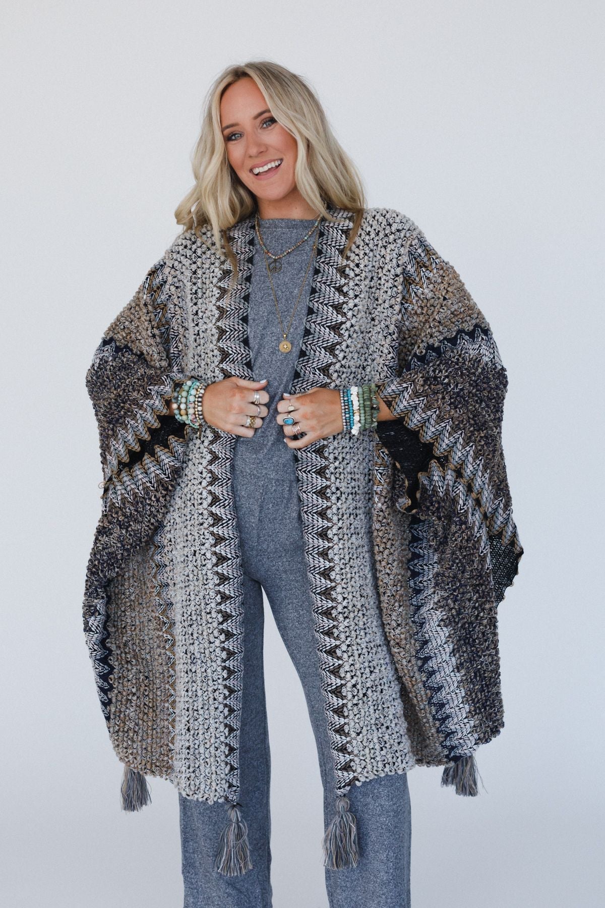 Desert Dreams Crochet Ruana - Khaki