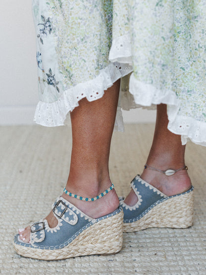 Floral Step Anklet  - Green