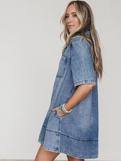 Dressed For the West Denim Dress - Denim