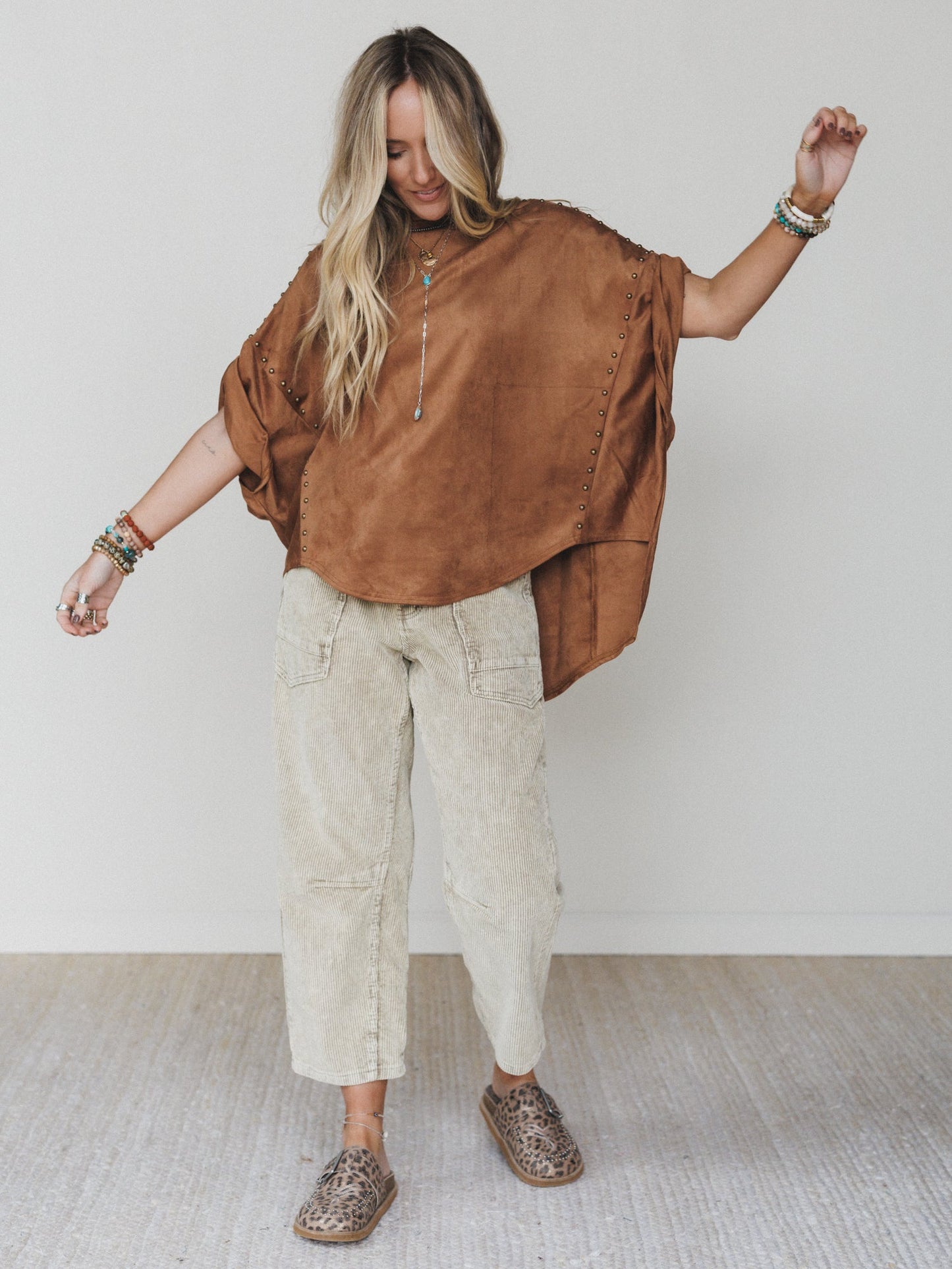 Fall Feeling Corduroy Barrel Pants - Olive Taupe