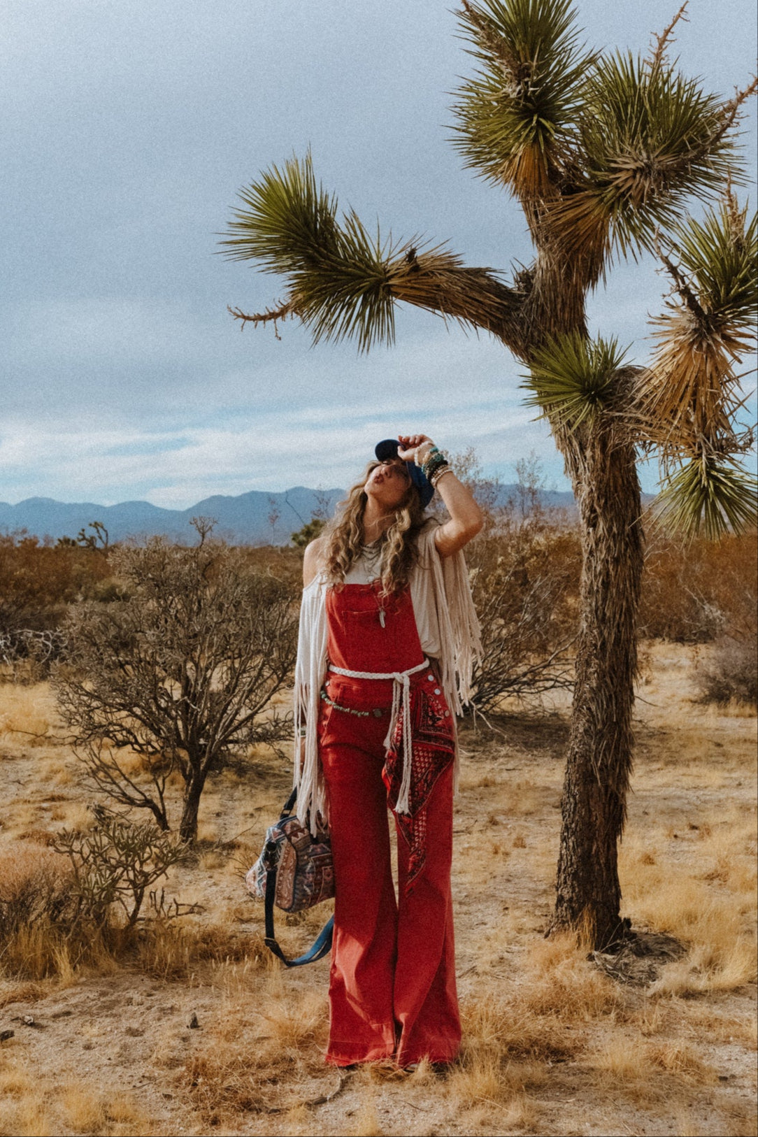 Holly Denim Overalls - Red