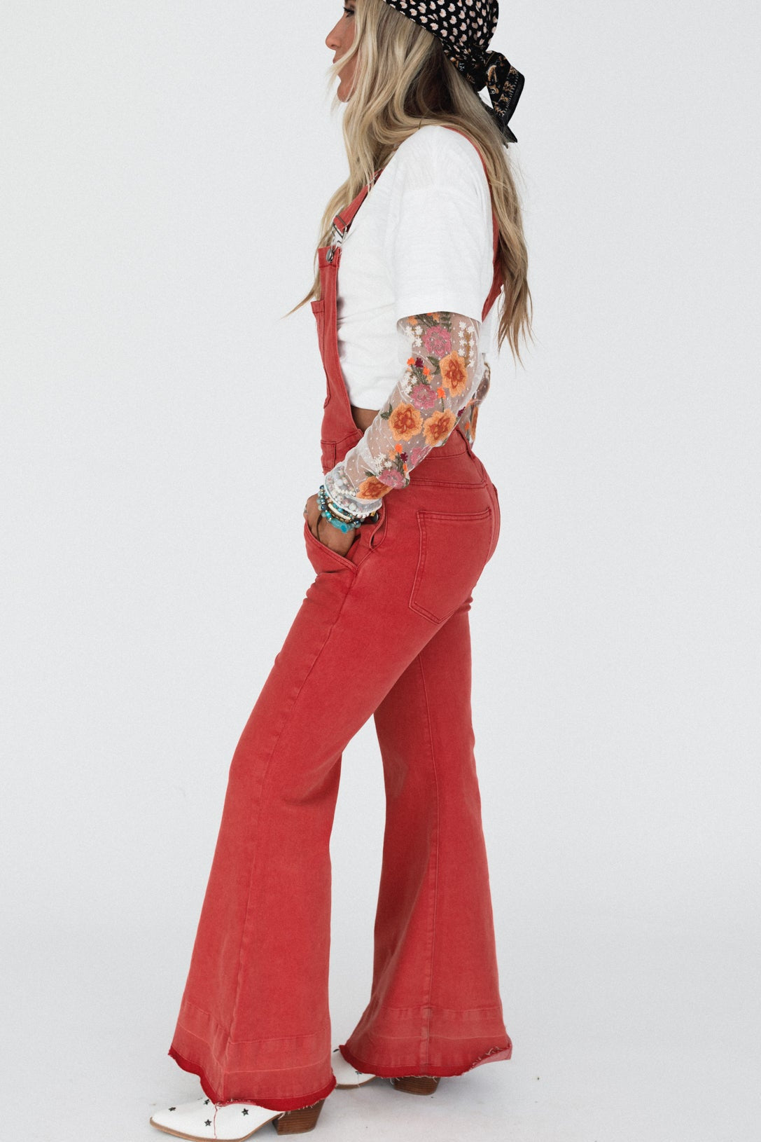 Holly Denim Overalls - Red