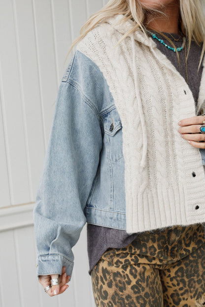 Gwen Denim Sweater Jacket - Oatmeal