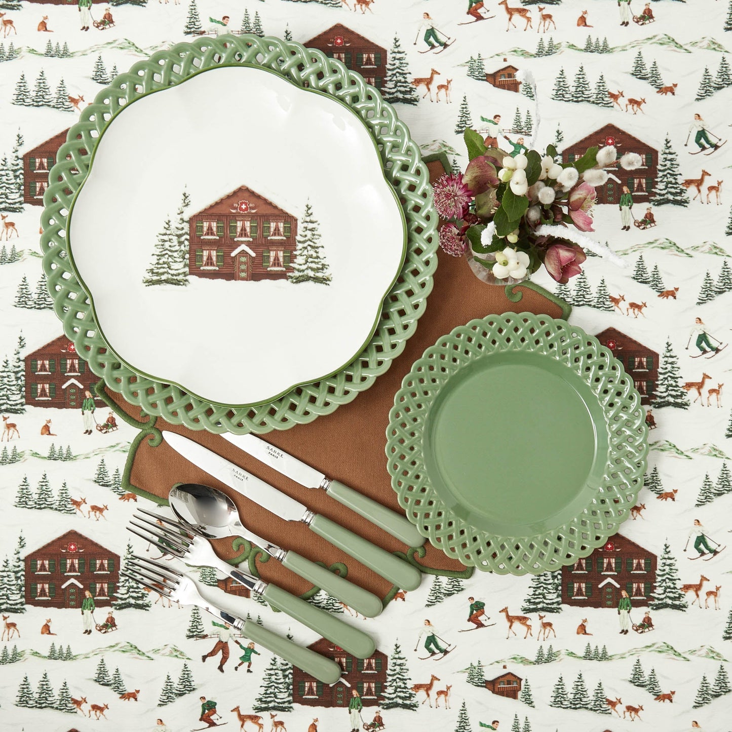 Sage Basketweave Dinner Plates (Set of 4)