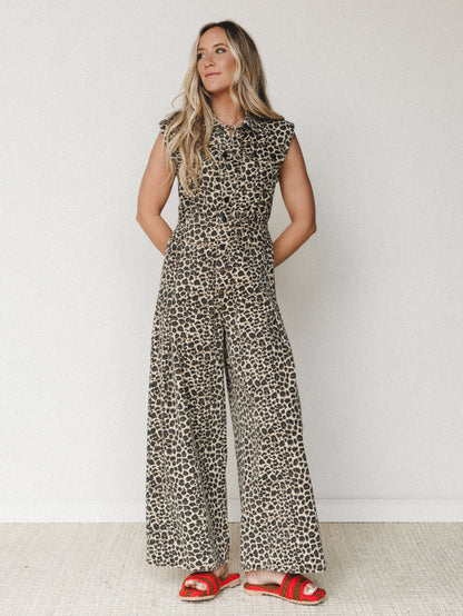 All Star Denim Jumpsuit - Leopard
