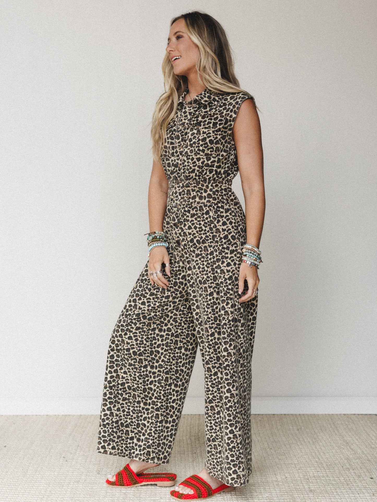 All Star Denim Jumpsuit - Leopard