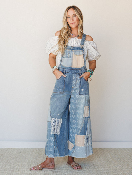 Heirloom Stitch Overalls - Denim