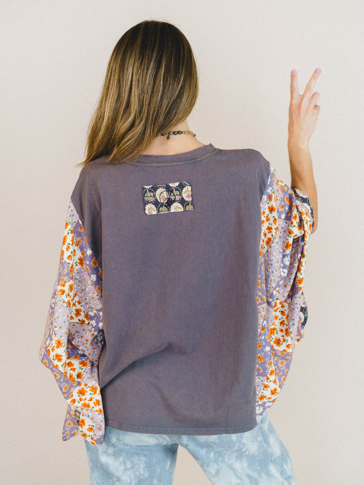 Floral Love Poncho - Slate