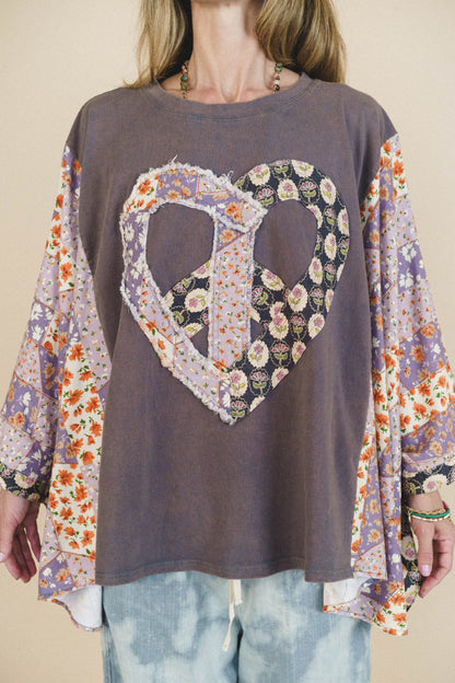 Floral Love Poncho - Slate