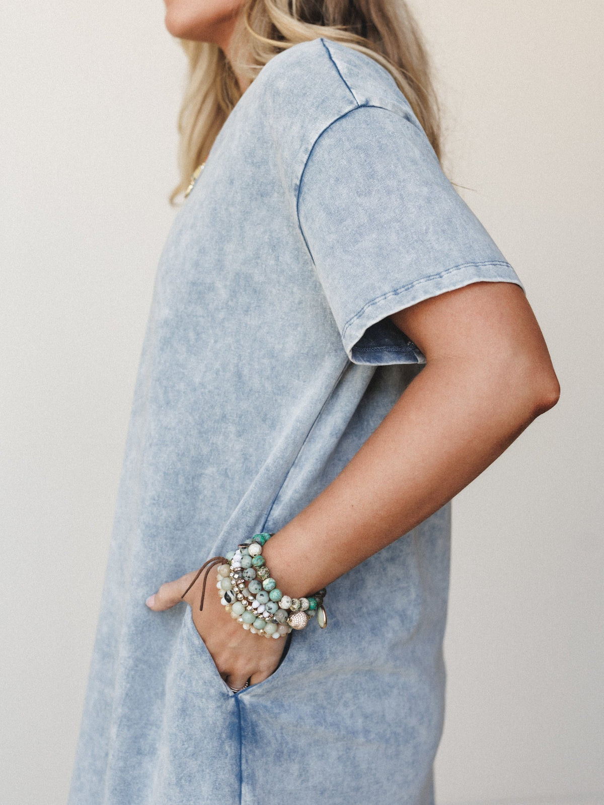Dreaming in June Maxi Tee Dress - Cloud Denim