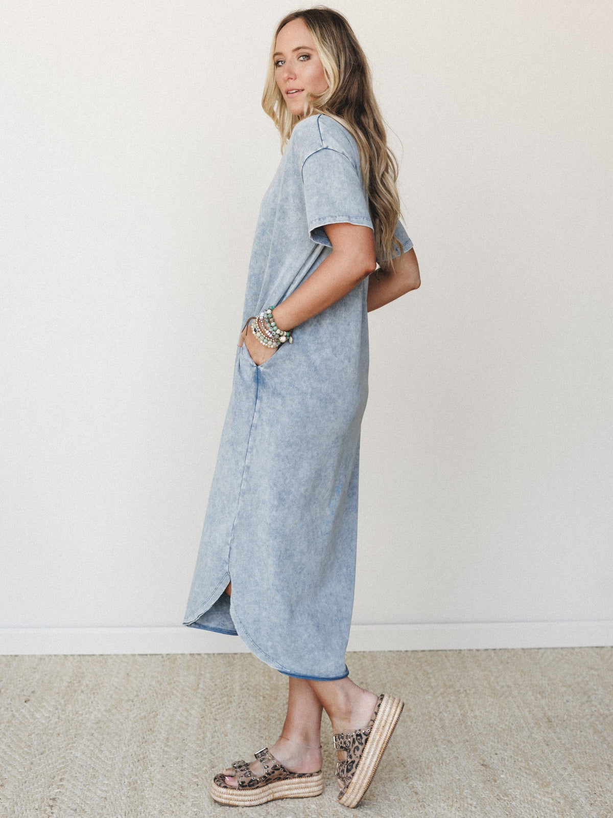 Dreaming in June Maxi Tee Dress - Cloud Denim