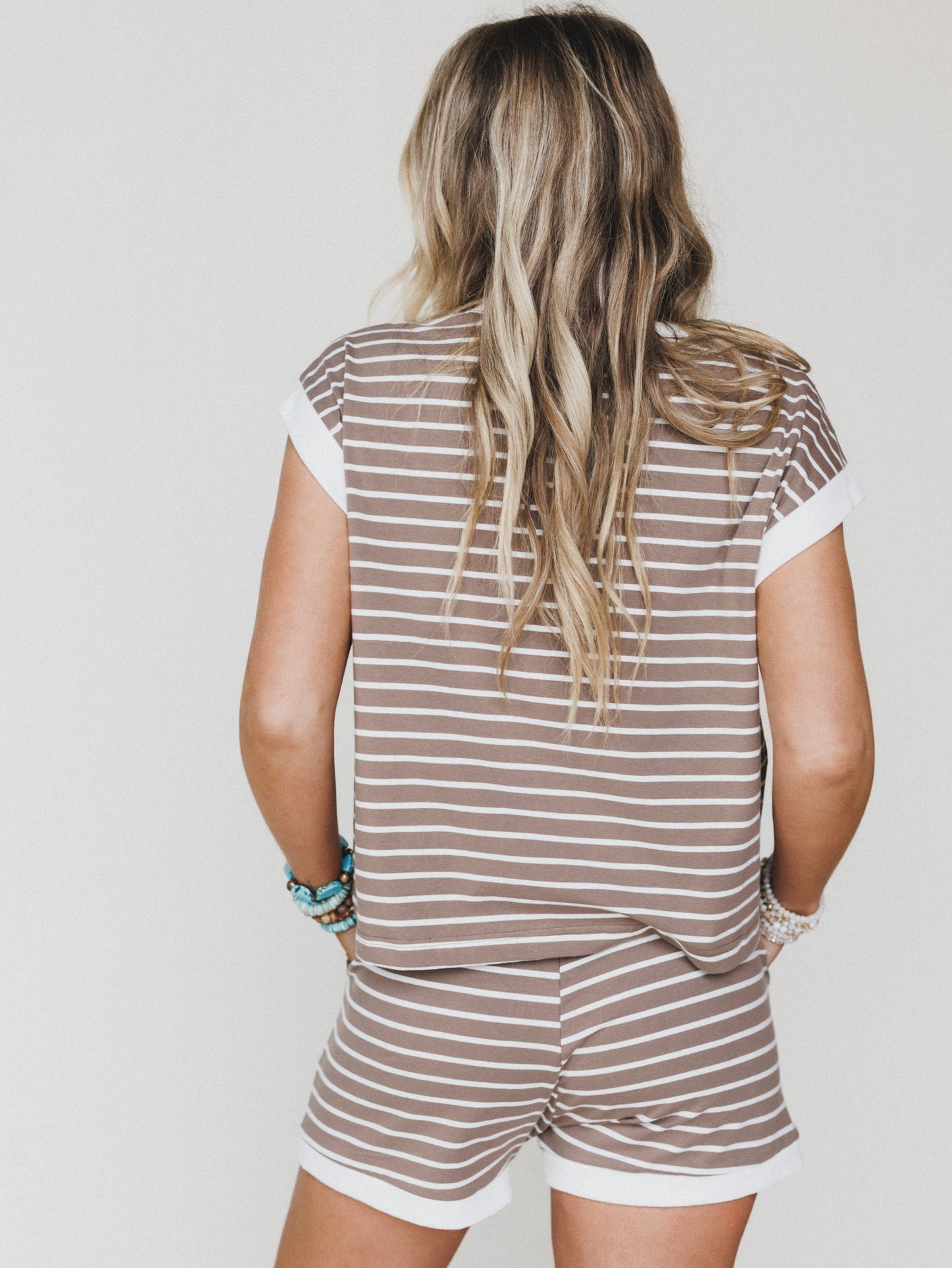 Always In Stripes Short Set - Mocha