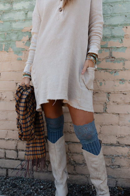 Becca Knee High Socks - Blue