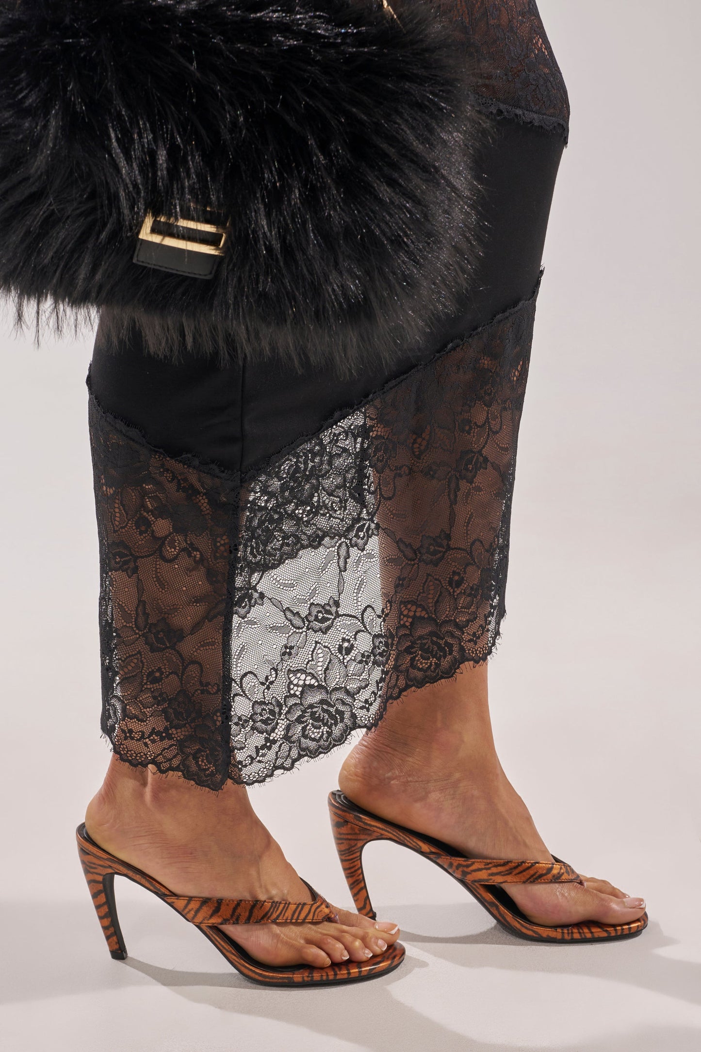 AKIRA GOLD DELYSE ORANGE TIGER PRINT PU SLIP ON STILETTO SANDAL