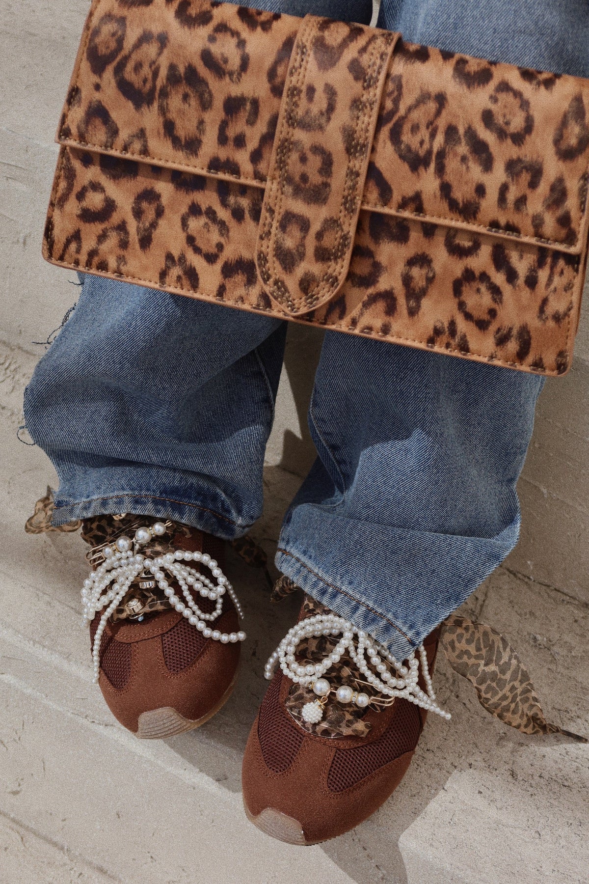 Downtown Stroll Lace Up Sneakers - Brown
