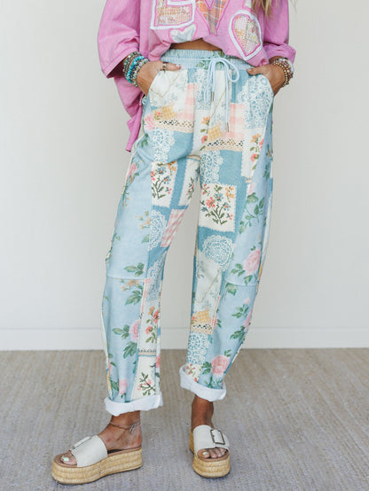 High Tea Garden Barrel Lounge Pants - Blue Combo