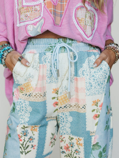 High Tea Garden Barrel Lounge Pants - Blue Combo