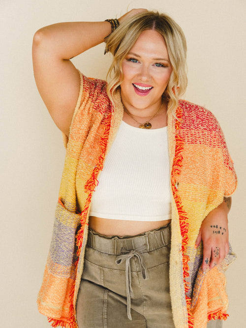 Desert Dune Sweater Duster - Orange Multi