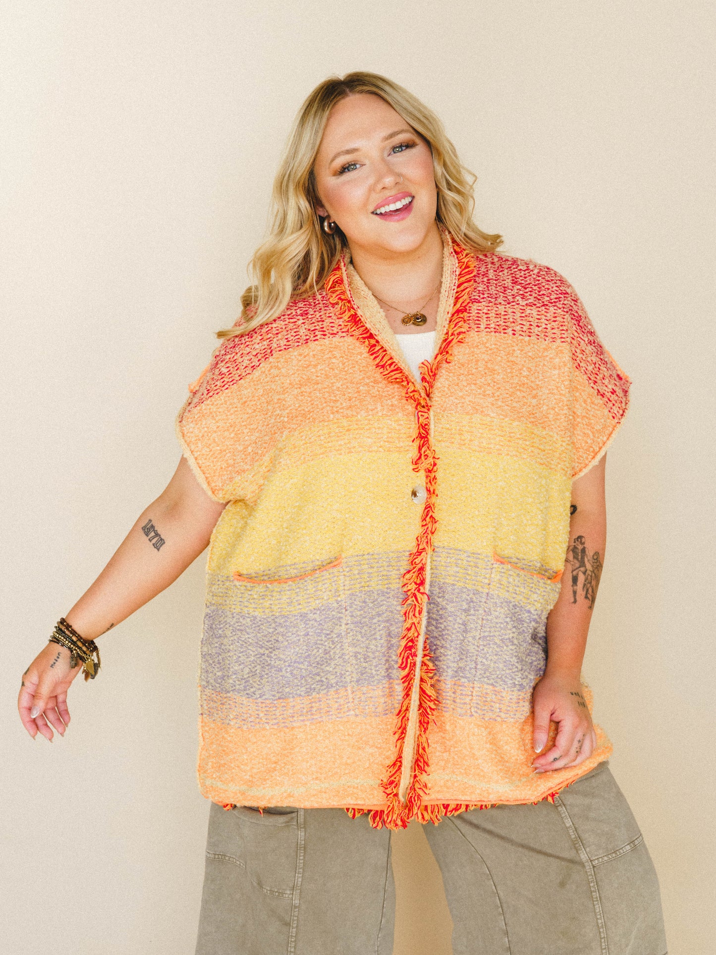 Desert Dune Sweater Duster - Orange Multi
