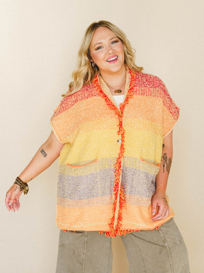 Desert Dune Sweater Duster - Orange Multi