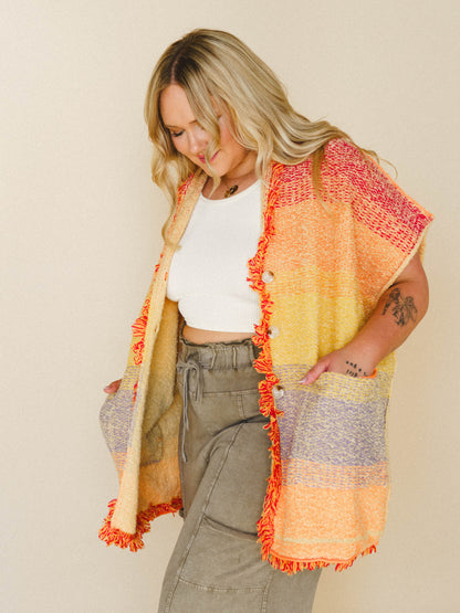 Desert Dune Sweater Duster - Orange Multi