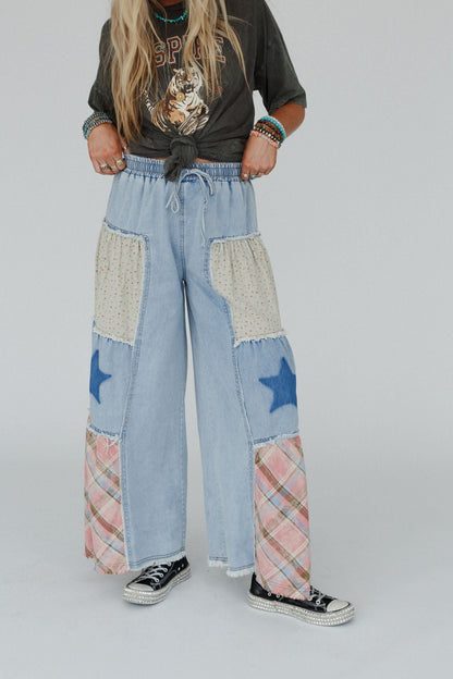 Coastal Chill Wide Leg Pants - Denim Multi